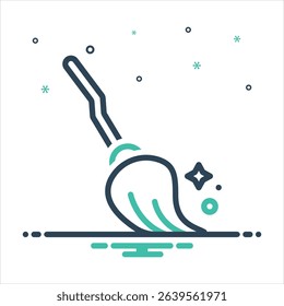 Vector colorful mix icon for broom
