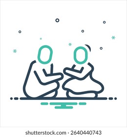 Vector colorful mix icon for brother sister bond