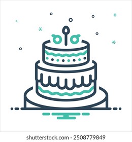 Vector colorful mix icon for cake
