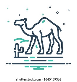 Vector colorful mix icon for camel in desert 