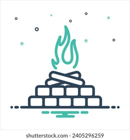 Vektorfarbiges Mischsymbol für Lagerfeuer