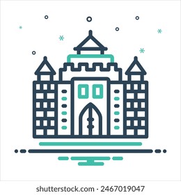 Vector colorful mix icon for castle