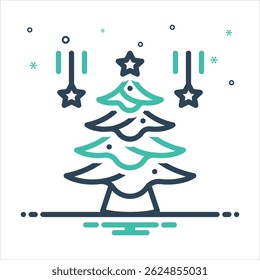Vector colorful mix icon for christmas tree
