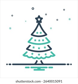 Vector colorful mix icon for christmas tree