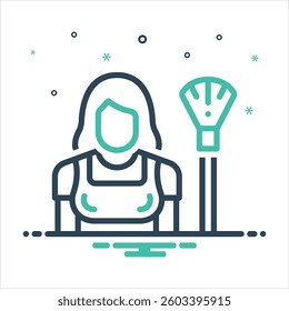 Vector colorful mix icon for cleaning woman