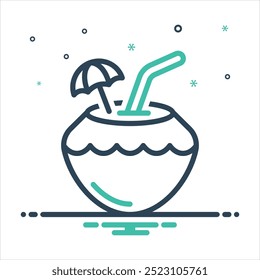 Vector colorful mix icon for coconut water