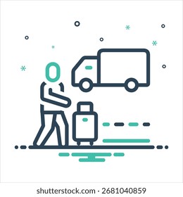 Vector colorful mix icon for commuter route