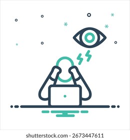 Vector colorful mix icon for computer vision syndrome