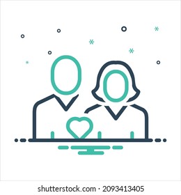 Icono de mezcla de colores vectorial para pareja