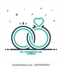 Vector colorful mix icon for couple ring