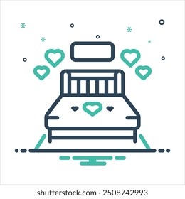 Vector colorful mix icon for couple bed