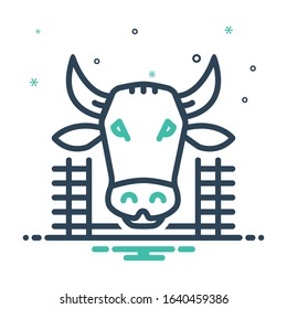 Vector colorful mix icon for cow in shed
