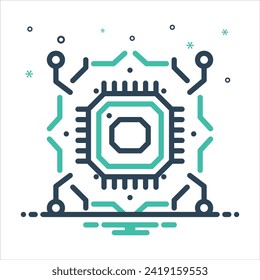 Vector colorful mix icon for cpu
