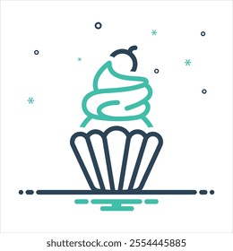 Vector colorful mix icon for cupcake