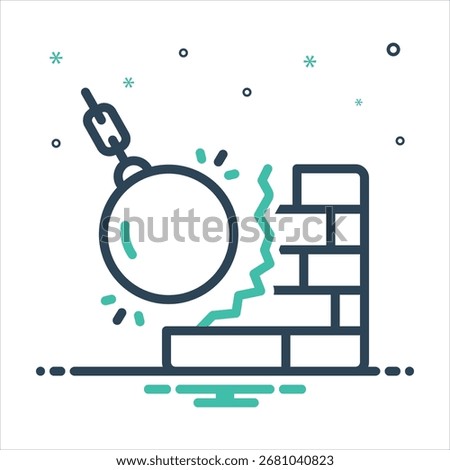 Vector colorful mix icon for demolition