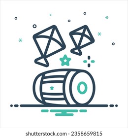 Icono de mezcla de colores vectoriales para dhol con cometa
