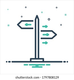 Vector colorful mix icon for direction