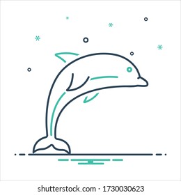 Vector colorful mix icon for dolphin