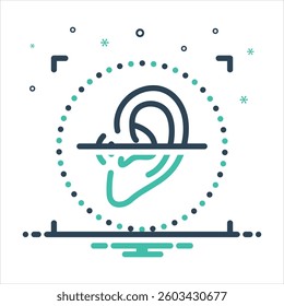 Vector colorful mix icon for ear recognition