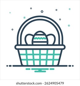 Vector colorido icono de la mezcla para la cesta de Pascua