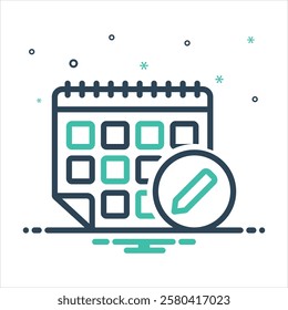 Vector colorful mix icon for edit calendar