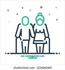 Vector colorful mix icon for elderly