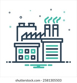 Vector colorful mix icon for factory building