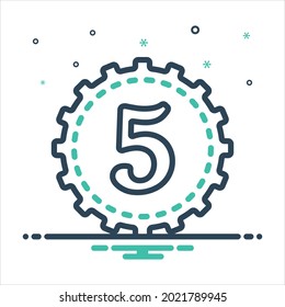 Vector colorful mix icon for fifth