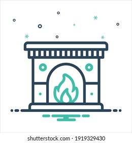 Vector colorful mix icon for fireplace