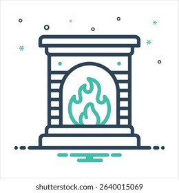 Vector colorful mix icon for fireplace