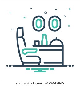 Vector colorful mix icon for in flight dining
