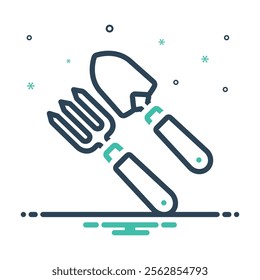 Vector colorful mix icon for fork and trowel