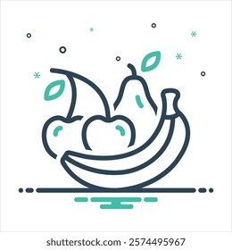 Vector colorful mix icon for fruits