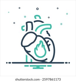 Vector colorful mix icon for heart burn