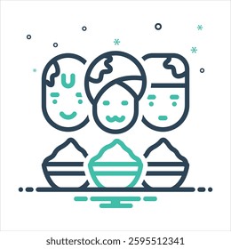 Vector colorful mix icon for holi celebration