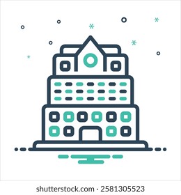 Vector colorful mix icon for hotel