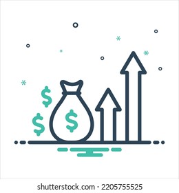 Vector colorful mix icon for increasing