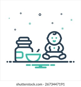 Icono colorido de la mezcla del Vector para la nutrición del bebé