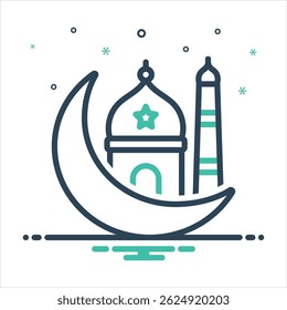 Ícone de mistura colorida vetorial para islam