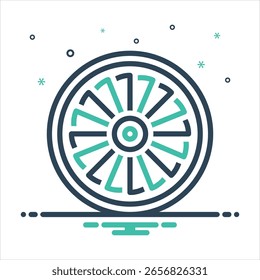 Ícone de mistura colorida vetorial para motor a jato