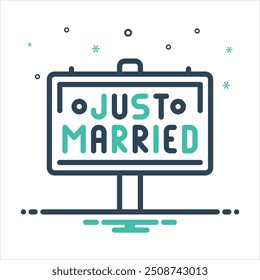 Vector colorful mix icon for just married sign