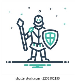 Vector colorful mix icon for knight
