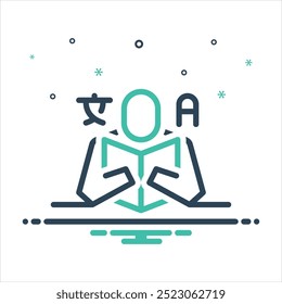 Vector colorful mix icon for language learning