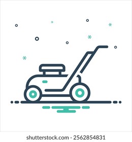 Vector colorful mix icon for lawn mower