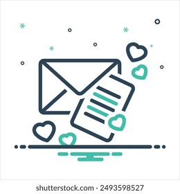 Vector colorful mix icon for love letter