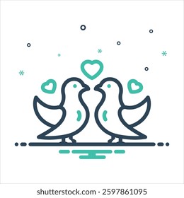 Vector colorful mix icon for loving birds