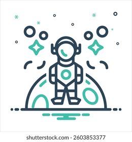 Vector colorful mix icon for man on the moon
