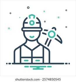 Vector colorful mix icon for miner