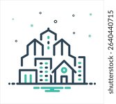Vector colorful mix icon for mixed use development