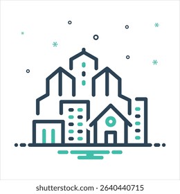Vector colorful mix icon for mixed use development